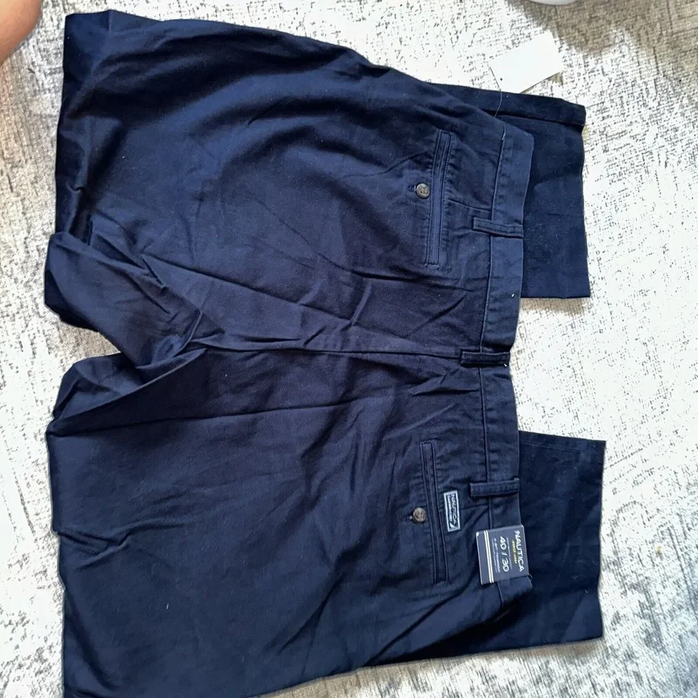 NAUTICA Beacon pants black a‎ bit trimmer mens tag size 40x30 NWT